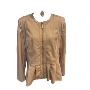 Women’s Monroe & Main Pink Faux Leather Peplum Jacket. Size XL NWT!